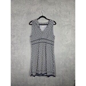 Max Studio Dress Sz XL Knee Length‎ Geometric Print Babydoll Coquette Blue White